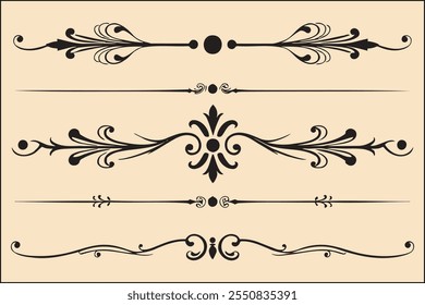 Elegant Vintage Ornamental Dividers and Flourishes Collection.
