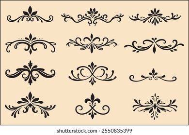 Elegant Vintage Ornamental Dividers and Flourishes Collection.
