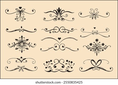 Elegant Vintage Ornamental Dividers and Flourishes Collection.

