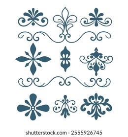 Elegant Vintage Ornamental Flourishes and Decorative Design Elements Set