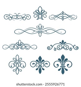 Elegant Vintage Ornamental Flourishes and Decorative Design Elements Set