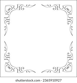 Elegant vintage ornamental frame with, decorative border, corners for greeting cards, banners, business cards, invitations, menus. Isolated vector illustration.