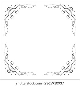 Elegant vintage ornamental frame with, decorative border, corners for greeting cards, banners, business cards, invitations, menus. Isolated vector illustration.