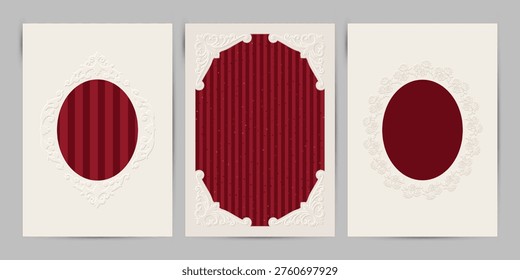 Elegant Vintage Ornate Embossed Frames. Card or Invitation Vector template.