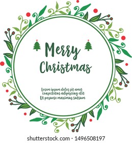 Elegant vintage pattern red flower frame and green leaves, for ornate of card merry christmas. Vector