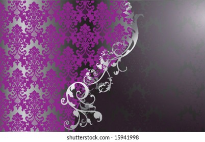 Elegant vintage purple wallpaper with floral detail