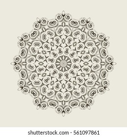 Elegant vintage round element. Mandala style. For business card, monogram, poster, logo, postcards, design, pattern. Vector illustration.