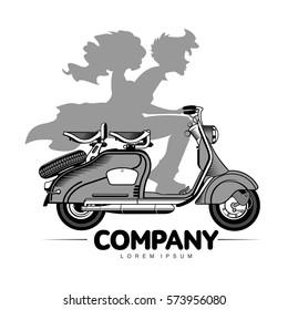 Elegant vintage scooter logo templates. Vintage style vintage scooter badges and labels. Black and white logo templates for your design. Vector illustration isolated on a white background