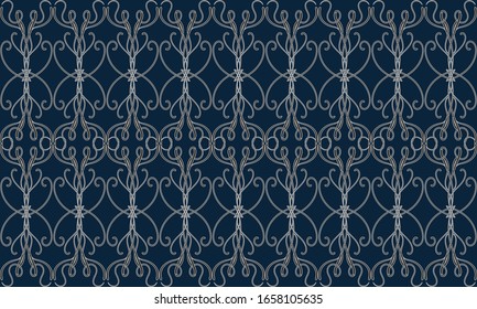elegante estilo vintage sin fisuras con delicada tracería sobre fondo azul oscuro