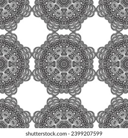 Elegant vintage seamless pattern with scrolls and curls. For print, textile.