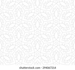 Elegant vintage seamless pattern with scrolls and curls. Abstract floral linear background