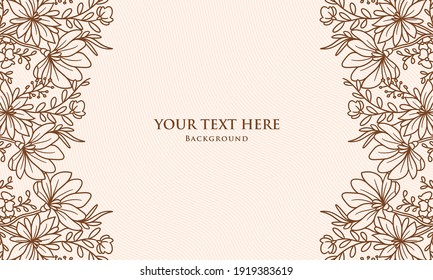 Elegant Vintage Symmetrical floral plant leaf hand-drawn illustration background
