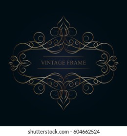 Elegant vintage template frame. Vector monogram