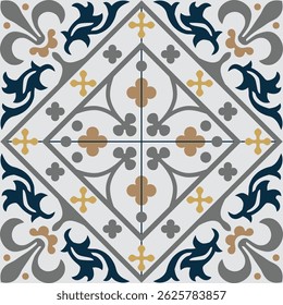 Elegant vintage tile pattern. Ideal for backgrounds, textiles, or interior design projects.