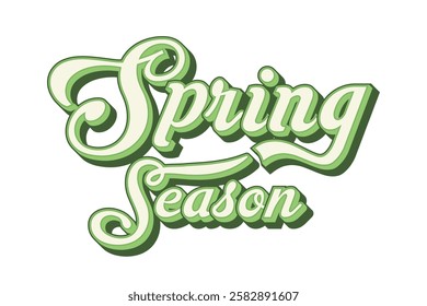 Elegant vintage typography with the phrase Spring Season in green gradient lettering on a white background