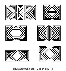 Elegant vintage vector abstract polygon, rhombus, angle shapes. Emblem, symbol, frame. Isolated on the background. Unique  thin line style decoration for logo or brand.