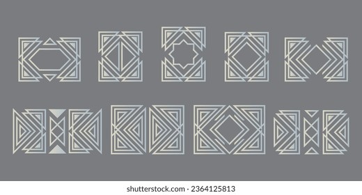Elegant vintage vector abstract polygon, rhombus, angle shapes. Emblem, symbol, frame. Isolated on the background. Unique  thin line style decoration for logo or brand.