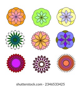 Elegant vintage vector abstract shapes. Emblem, floral icons. Isolated on the background. Unique  thin line style decoration for logo or brand.
