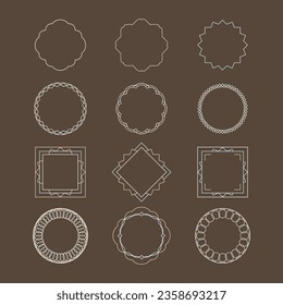 Elegant vintage vector abstract shapes. Emblem, wreath, frame. Isolated on the background. Unique  thin line style decoration for logo or brand.