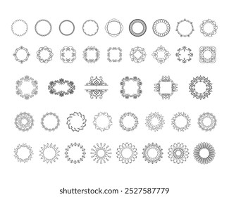 Elegant vintage vector abstract shapes. Emblem, wreath, frame. Isolated on the background. Unique  thin line style decoration for logo or brand.