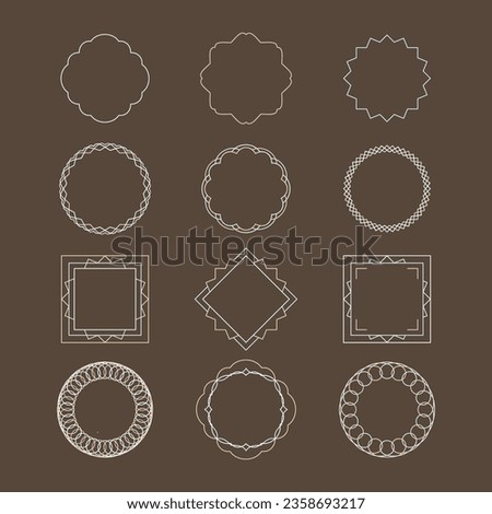 Elegant vintage vector abstract shapes. Emblem, wreath, frame. Isolated on the background. Unique  thin line style decoration for logo or brand.