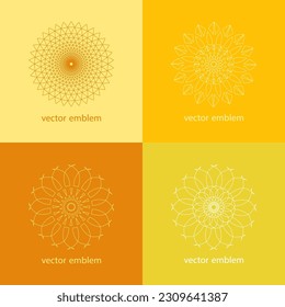 Elegant vintage vector emblems.  Isolated on the background. Unique  vignette, border or divider for your design. Line style decoration for logo or brand.