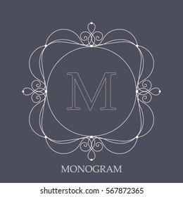 Elegant vintage vector frame. Classic monogram for one or two letter