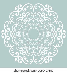 Elegant vintage vector ornament in classic style. Abstract traditional round white pattern with oriental elements. Classic vintage pattern