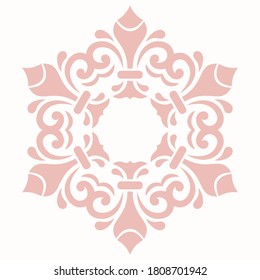 Elegant vintage vector ornament in classic style. Abstract traditional pattern with oriental elements. Classic round pink vintage pattern