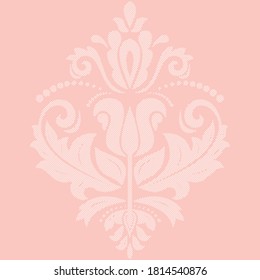 Elegant vintage vector pink and white ornament in classic style. Abstract traditional pattern with oriental elements. Classic vintage pattern