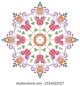 Elegant vintage vector round colored ornament in classic style. Abstract traditional ornament with oriental elements. Classic vintage pattern