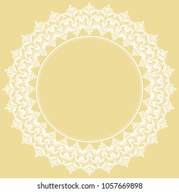 Elegant vintage vector round white ornament in classic style. Abstract traditional pattern with oriental elements. Classic vintage pattern