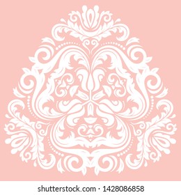 Elegant vintage vector triangular white ornament in classic style. Abstract traditional pattern with oriental elements. Classic vintage pattern