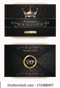 Elegant vintage vip invitation envelope with gold and platinum floral elements