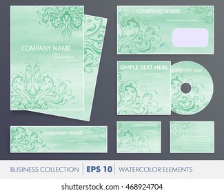 Elegant vintage watercolor ethnic cards design elements. For business set, wedding, mothers day, valentines day, birthday cards, invitations, banners, flyers, gift wrap, print, manufacturing
