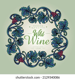 Elegant vintage wine floral label vector illustrations for your work logo, merchandise t-shirt, stickers and label designs, poster, greeting cards advertising business company or brands