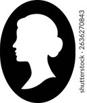 Elegant Vintage Woman Silhouette Profile in Oval Frame