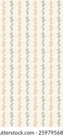 Elegant vintage-style seamless pattern featuring delicate floral vines arranged in vertical stripes, alternating in soft beige and gray on a cream background. Vertical social media Easter footage