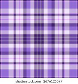 Elegant violet plaid pattern. Traditional tartan design evokes comfort, heritage  style. Ideal for backgrounds, textiles,  graphic elements. Versatile  classic.