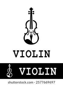 Elegant violin logo design showcasing a minimalist black outline