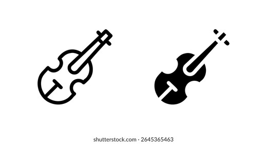 Elegante instrumento de música de violino ícone definido para música clássica, orquestras e performance artística. Ótimo para educação, artes e temas sonoros.
