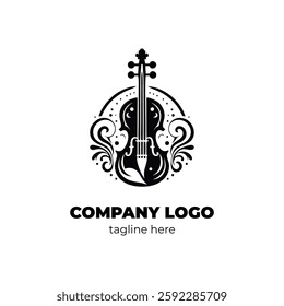 Elegant violin typography logo for classical music labels violin training centers or concert halls with refined design