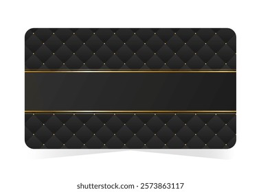 Elegant VIP card with gold luxury design. Black leather background with copy space. Vector illustration on transparent background