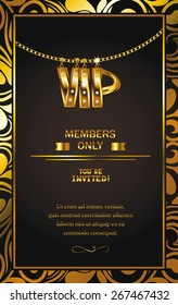 Elegant  VIP invitation card with gold chain floral design frame