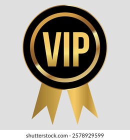 Elegant VIP lapel pin in black and gold design with glossy finish