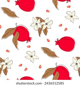 elegant vivid pattern design with pomegranate in bloom