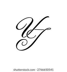 Elegant VJ Monogram Logo in Black Script – Luxury Calligraphy Initial Design on White Background