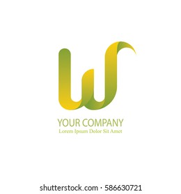 elegant w initial letter flat 3d typography design logotype for brand and company identity. gradient yellow and green color