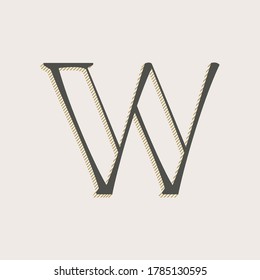 Elegant W letter serif font logo. Classic thin pen lettering with shadow lines. Luxury vector illustration perfect for alcohol labels, fashion posters, vintage identity, etc.