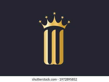 Elegant W logo with crown. Letter W logo design, Gold, beauty, fashion, cosmetics business, spa,  salons, and yoga vector luxury  concept. 